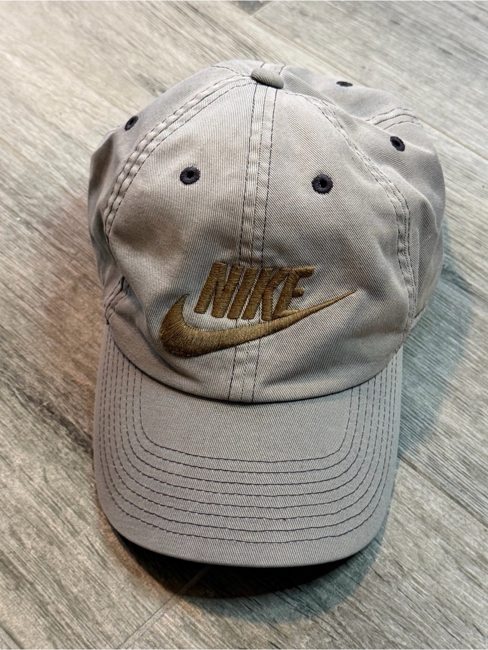 Vintage Blue Nike Dad Hat Green Brown Logo with Lots Of Fading